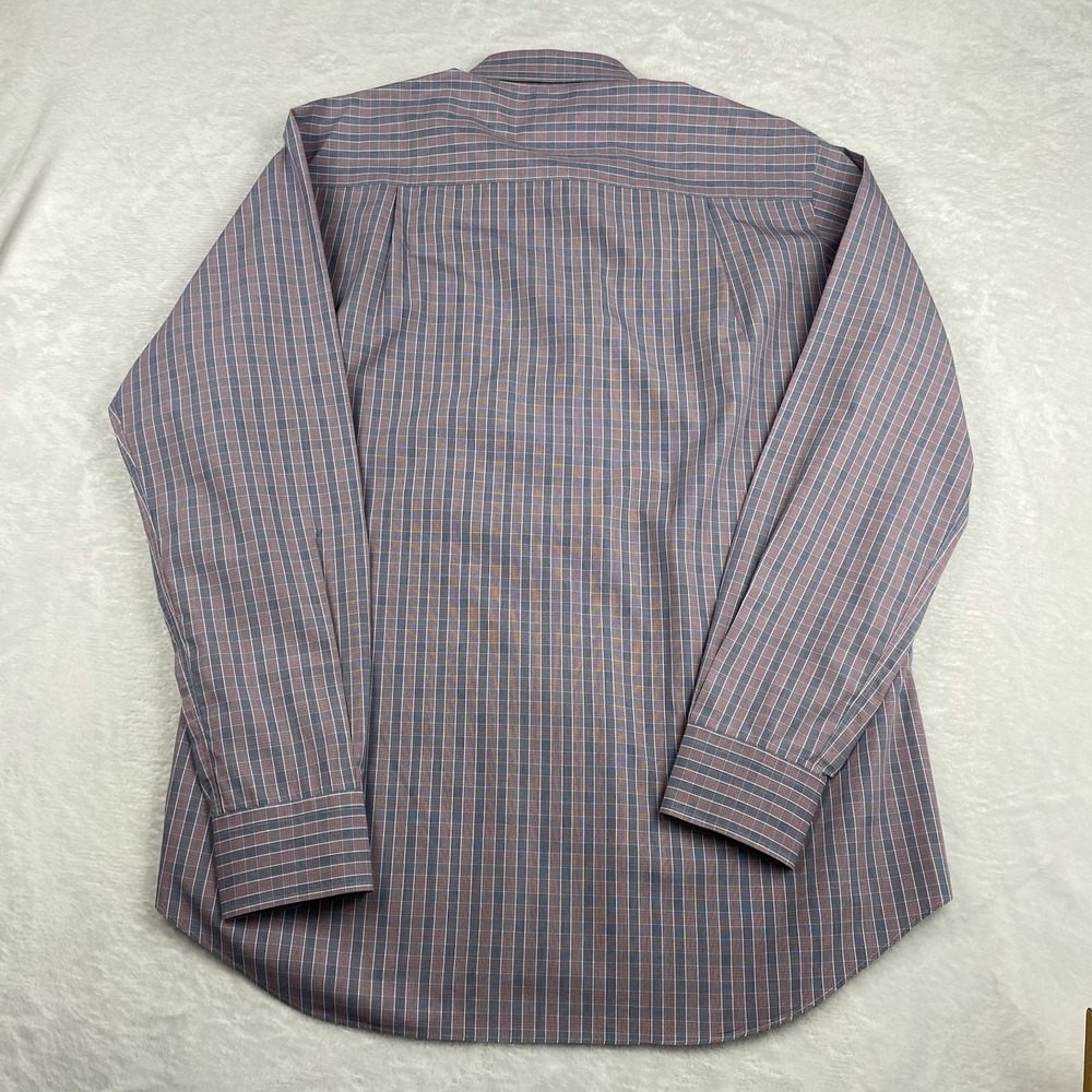 David Donahue Men's XL Dress Shirt Pink Gray Check Long Sleeve - Picture 10 of 10
